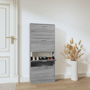 Mueble zapatero madera contrachapada gris Sonoma 59x17x150 cm D