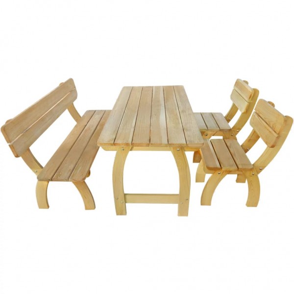 Mesa e banco de fora 4 peças de madeira de pinho impregnada D