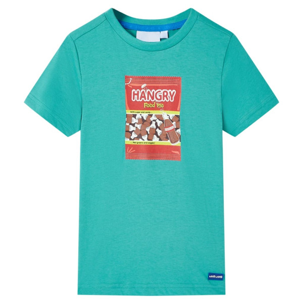 Camiseta infantil de manga corta color verde menta oscuro 140 D