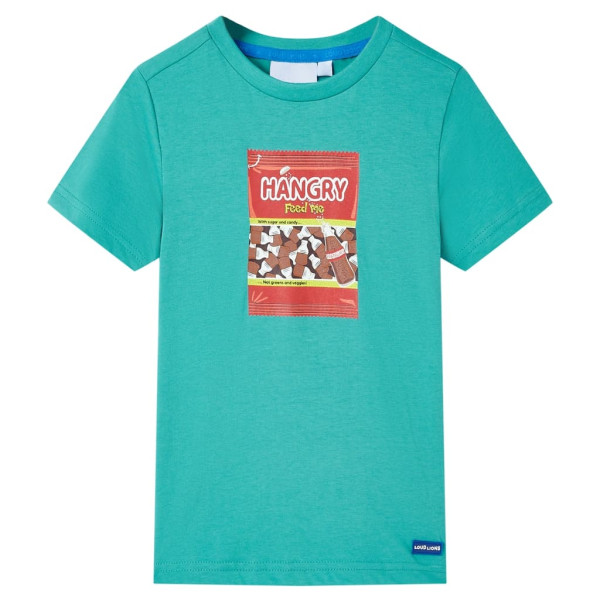 Camiseta infantil de manga corta color verde menta oscuro 116 D