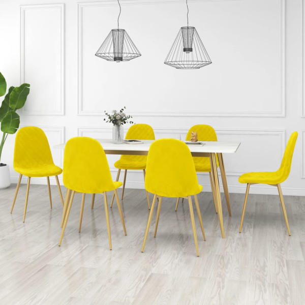 Sillas de comedor 6 uds terciopelo amarillo mostaza D