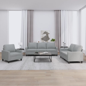 Conjunto de sofá com almofadas 3 peças tecido cinza claro D