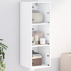 Mueble de pared con puertas de vidrio blanco 35x37x100 cm D