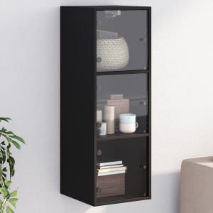 Mueble de pared con puertas de vidrio negro 35x37x100 cm D