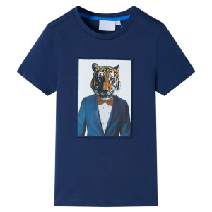 Camiseta infantil de manga corta azul oscuro 128 D