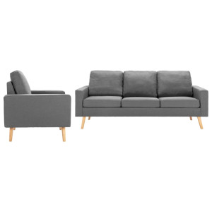 Conjunto de sofás de tecido cinza claro de 2 peças D