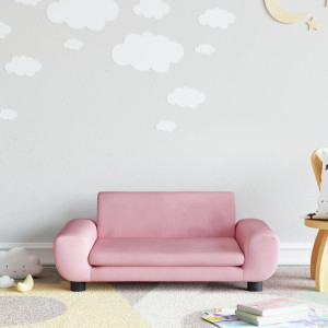 Sofá para niños de terciopelo rosa 70x45x33 cm D