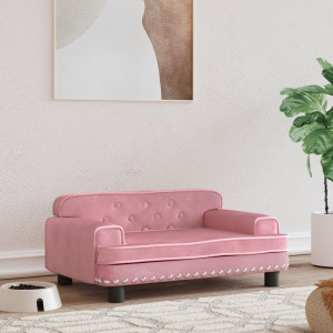 Cama para perros de terciopelo rosa 70x45x30 cm D