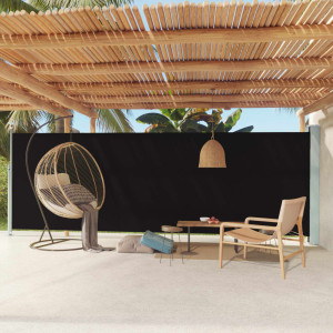 Toldo lateral retráctil de jardín negro 180x600 cm D