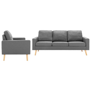 Conjunto de sofás de tecido cinza claro de 2 peças D