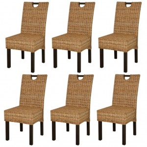Cadeiras de jantar 6 unidades kubu rattan madeira manga D