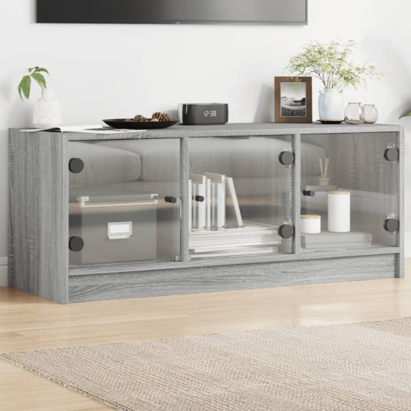 Mueble de TV con puertas de vidrio gris Sonoma 102x37x42 cm D