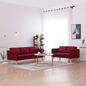Conjunto de sofás 2 peças tecido cor vinho vermelho D