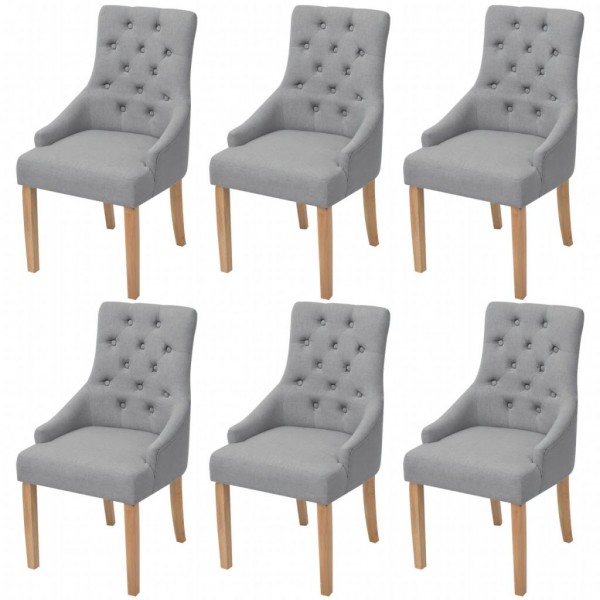 Cadeiras de jantar 6 unidades de tecido cinza claro D