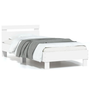 Estructura cama con cabecero madera ingeniería blanca 75x190 cm D