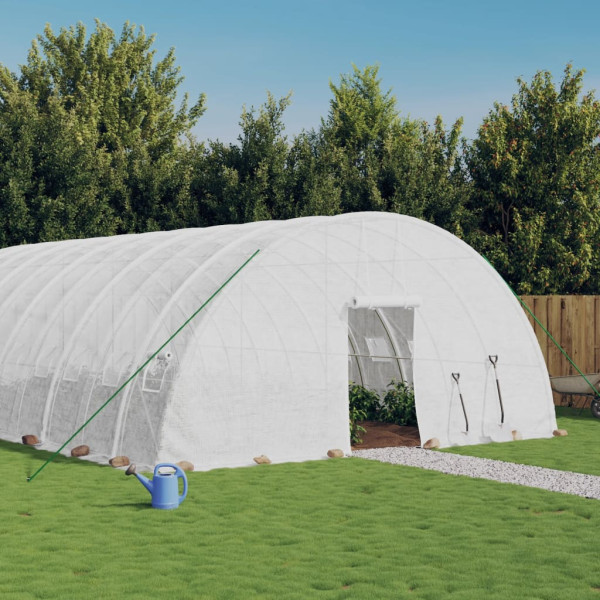 Invernadero con estructura de acero blanco 144 m² 24x6x2.85 m D