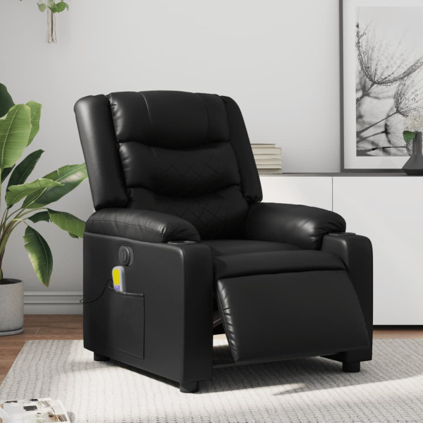 Assento de massagem elétrico reclinável de couro sintético preto D