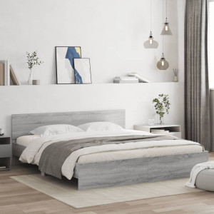 Estructura de cama con cabecero gris Sonoma 180x200 cm D