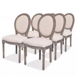 Cadeiras de jantar 6 unidades de tecido creme D