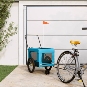 Trailer de bicicleta para animais de estimação em ferro Oxford pano azul preto D