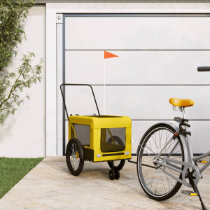 Reboque bicicleta animais de estimação ferro pano Oxford amarelo preto D