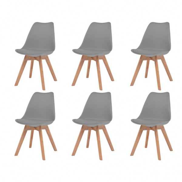 Cadeiras de jantar 6 unidades plástico cinza D
