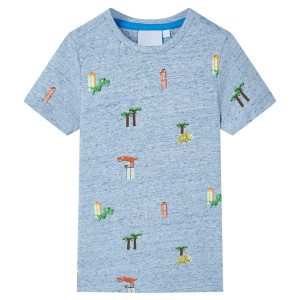 Camiseta de niños azul mélange 140 D