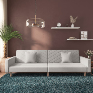 Sofá cama de 2 plazas con dos almohadas tela gris claro D