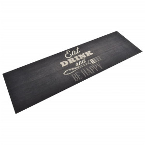 Alfombra de cocina lavable terciopelo negro 60x180 cm D