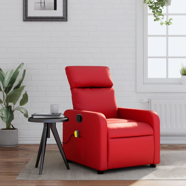 Sillón de masaje reclinable cuero sintético rojo D