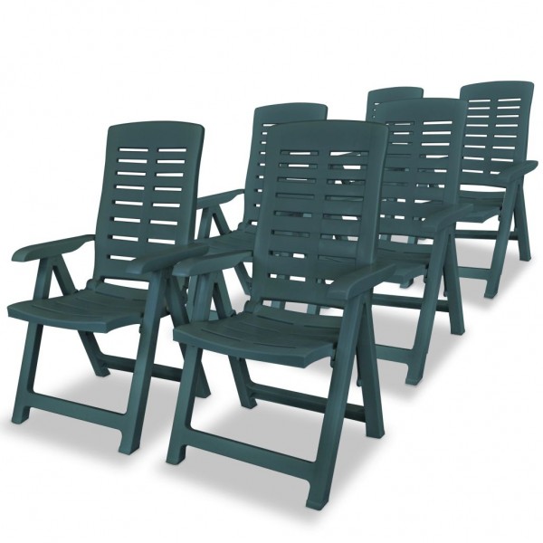 Cadeiras de jardim reclináveis 6 unidades de plástico verde D