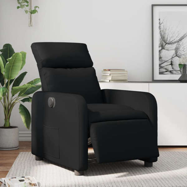 Sillón reclinable eléctrico de cuero sintético negro D