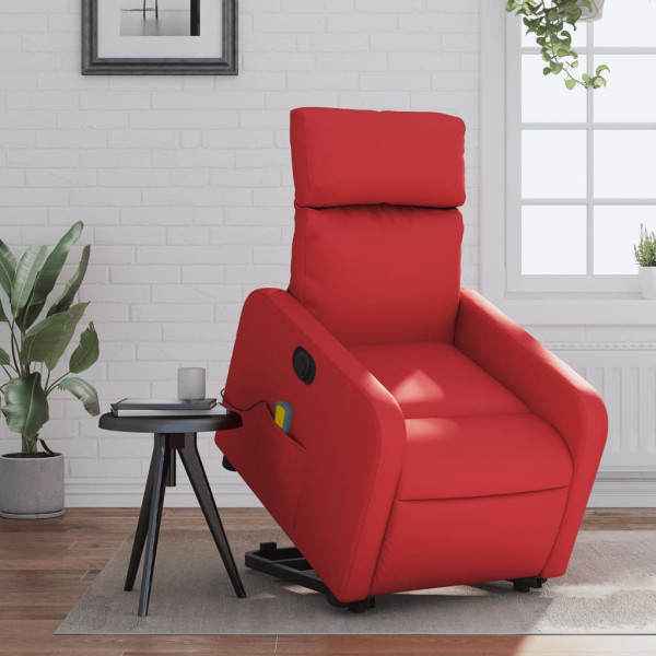 Sillón de majaje elevable eléctrico cuero artificial rojo D