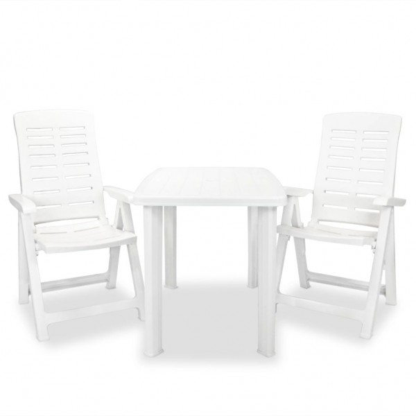 Set de mesa e cadeiras Bistro de jardim 3 peças de plástico branco D