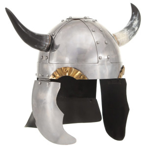 Capacete viking fantasia LARP aço prata D