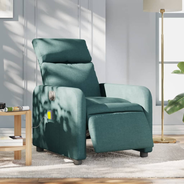 Sillón reclinable de masaje eléctrico tela verde oscuro D