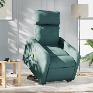 Sillón masaje eléctrico reclinable elevable tela verde oscuro D