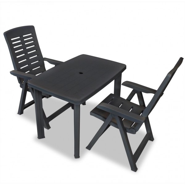 Set de mesa y sillas de jardín 3 piezas plástico gris antracita D