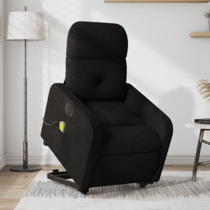 Sillón de masaje eléctrico reclinable elevable tela negro D