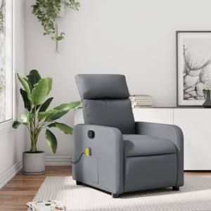 Assento de massagem reclinável de couro sintético cinza D