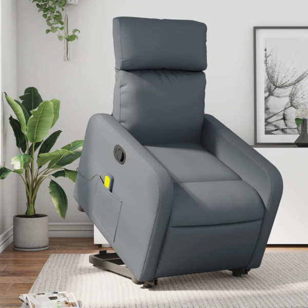 Assento reclinável de massagem de pé de couro artificial cinza D