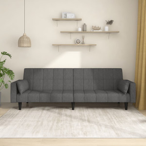 Sofá cama de 2 plazas con dos almohadas tela gris oscuro D