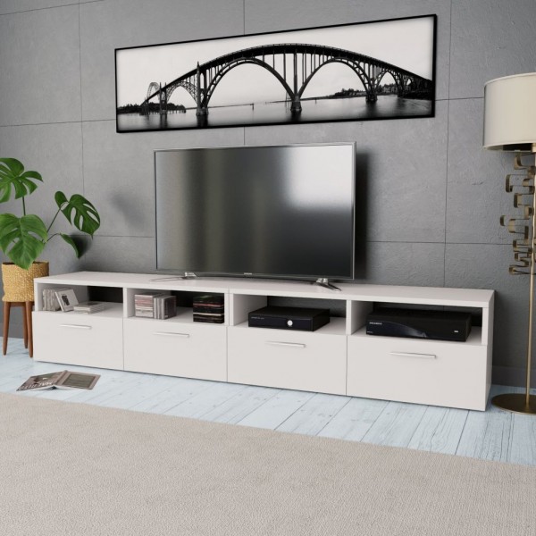 Móveis de TV de madeira contraplacada 2 unidades brancas D
