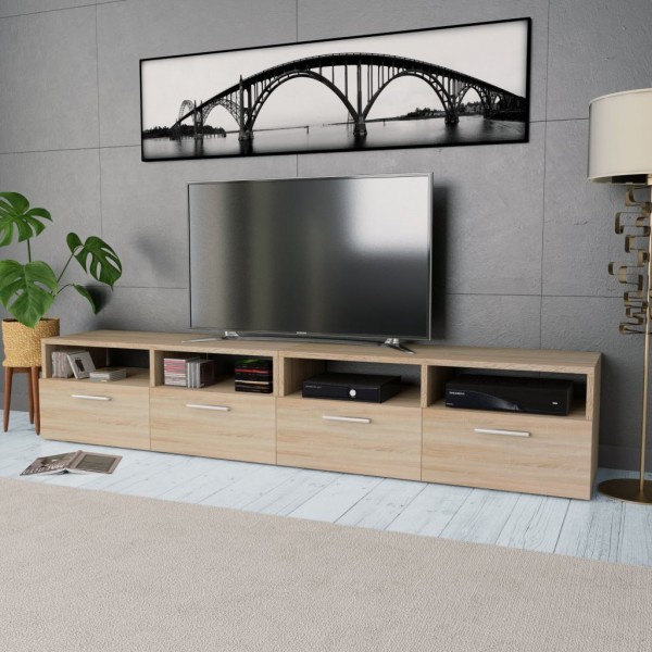 Mueble de salón para la TV aglomerado 2 pzas roble 95x35x36 cm D