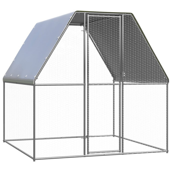 Gallinero de acero galvanizado plateado y gris 2x2x2 m D