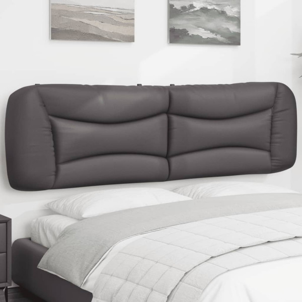 Cabecero de cama acolchado cuero sintético gris 180 cm D