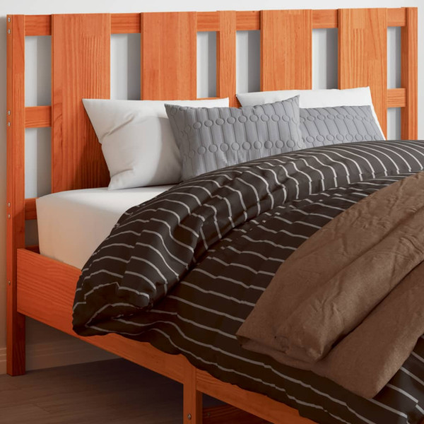 Cabecero de cama madera maciza de pino marrón cera 135 cm D