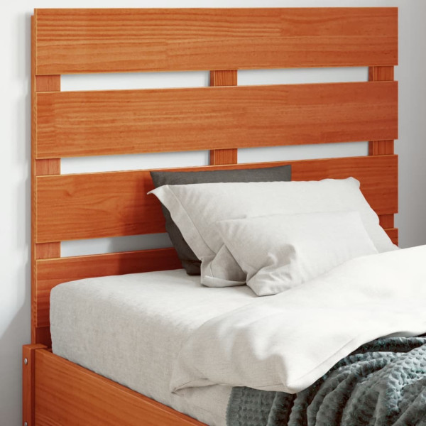 Cabecero de cama madera maciza de pino marrón cera 90 cm D