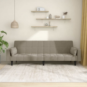 Sofá cama de 2 plazas con dos almohadas terciopelo gris claro D