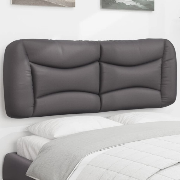 Cabecero de cama acolchado cuero sintético gris 140 cm D